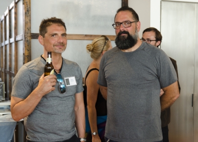 Photo Review Board member Mark Colatrella and host Dominic Episcopo trying to look nonchalant. Photo: Stephen Perloff.