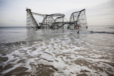 Harvey Stein: Jet Star Roller Coaster in Atlantic Ocean (Hurricane Sandy)