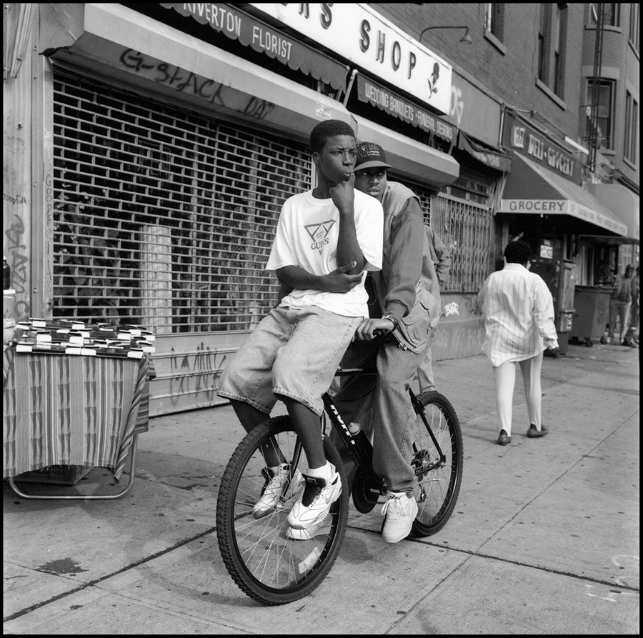 Gerald Cyrus: Two Young Men on Bike, Harlem, 1993, 1993
