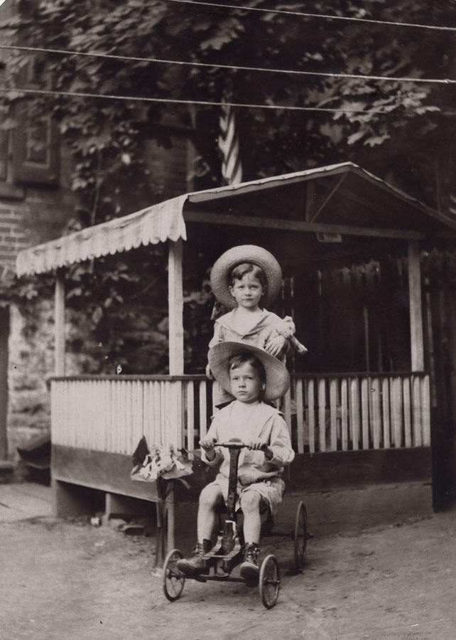 Unknown: Two Boys on Four-Wheeler, c. 1910